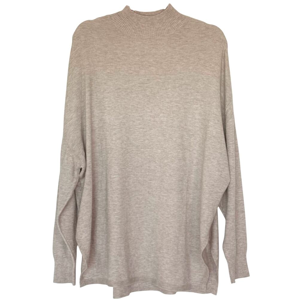 MNG High Neck Knit Long Sleeve Sweater Jumper Size Small Beige/Tan